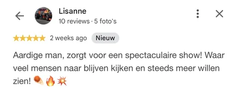 Originele Google-review van Lisanne